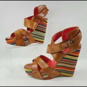 Unlisted Bend the Rules Striped Wedge Sandal